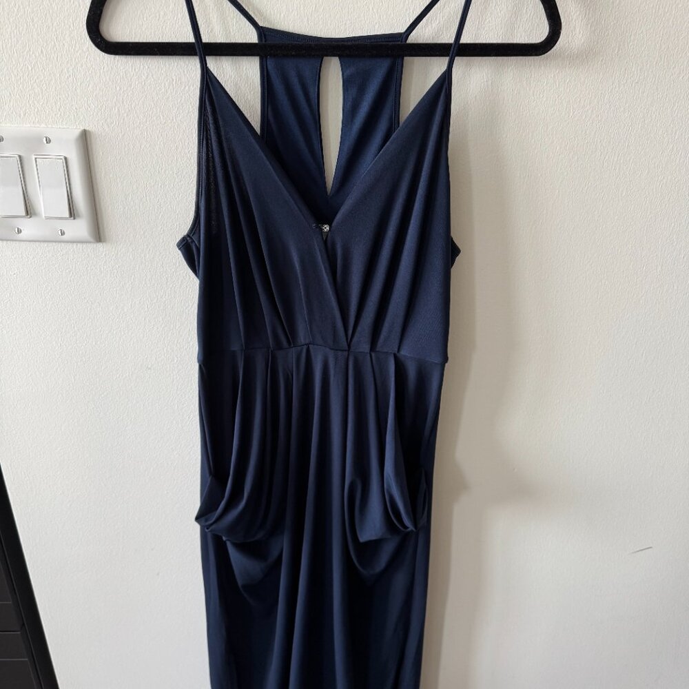 BCBGeneration | Size Small | Women's Navy Stretchy Dress Keyhole Flowy Midi